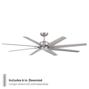 Roboto XL 70 in. Indoor/Outdoor in Brushed Nickel 8-Blade Smart Ceiling Fan with Remote Control