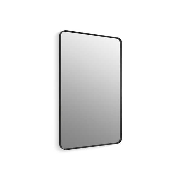 KOHLER Essential 30 in. W x 45 in. H Rectangular Framed Wall Mount Bathroom Vanity Mirror in Matte Black