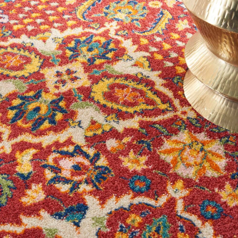 Bohemian Bliss Red Multicolor Floral Synthetic 5'3" x 7'3" Area Rug