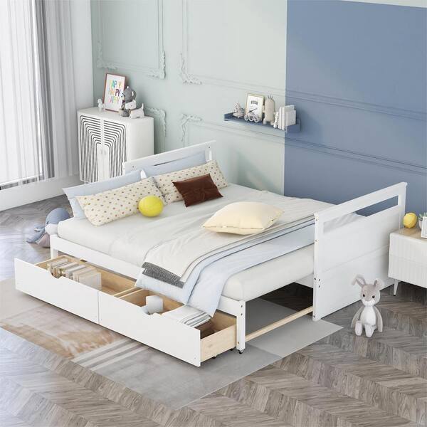 GOSALMON White Twin Daybed with 2-Drawers can be Expanded W69741696NYY ...