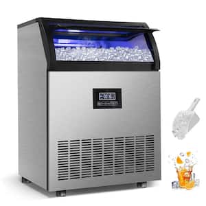 Commercial Ice Maker 250 lb./24 H Freestanding Ice Maker Machine with 77 lb. Storage, Stainless Steel