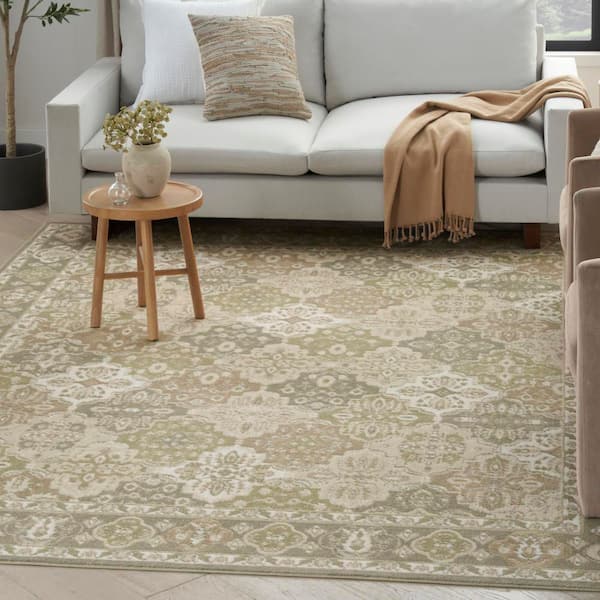 Grafix Green 4 ft. x 6 ft. Center medallion Traditional Area Rug