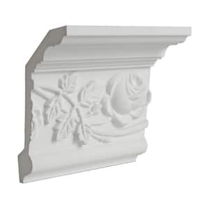 3-3/4 in. x 5-1/2 in. x 6 in. Long Polyurethane Floral Crown Moulding Sample
