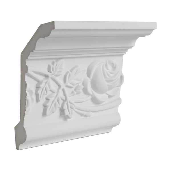 American Pro Decor 3-3/4 in. x 5-1/2 in. x 6 in. Long Polyurethane Floral Crown Moulding Sample
