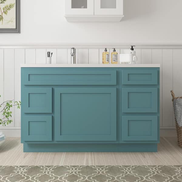 Vanity Art 51 in. W x 21 in. D x 32.5 in. H Bath Vanity Cabinet without Top in Sea Green