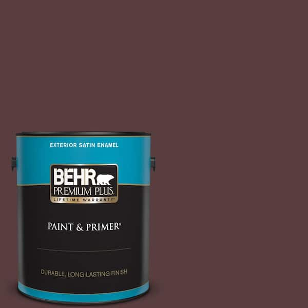 BEHR PREMIUM PLUS 1 gal. #PPU1-02 Divine Wine Satin Enamel Exterior Paint & Primer