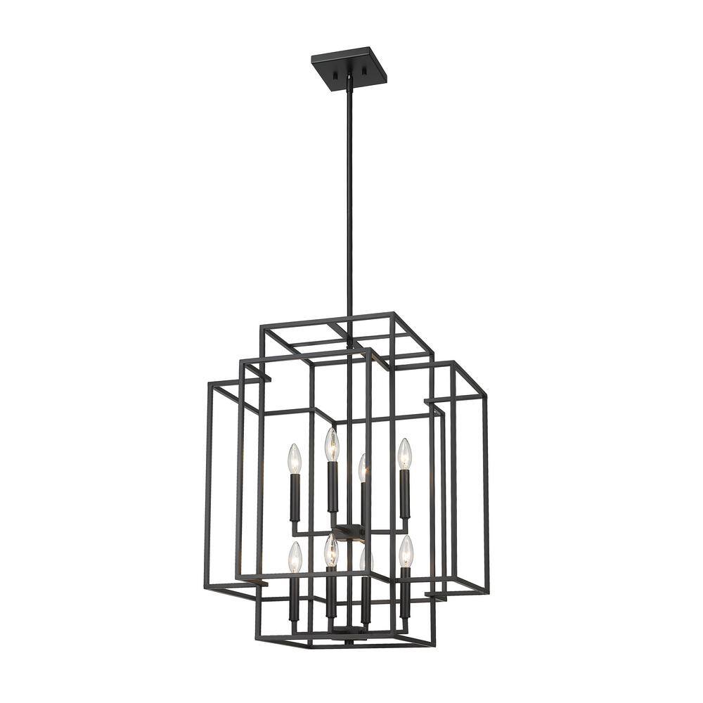Titania Matte Black 8-Light Geometric Steel Chandelier