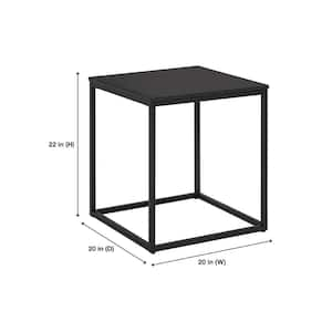 Donnelly Black Square End Table with Black Wood Top (20 in. W x 22 in. H)