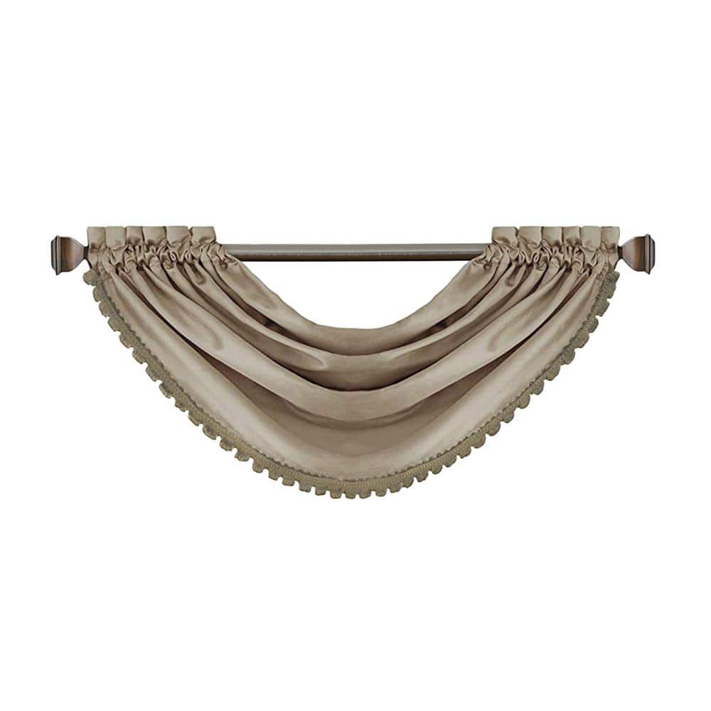 Taupe Polyester Room Darkening Waterfall Valance