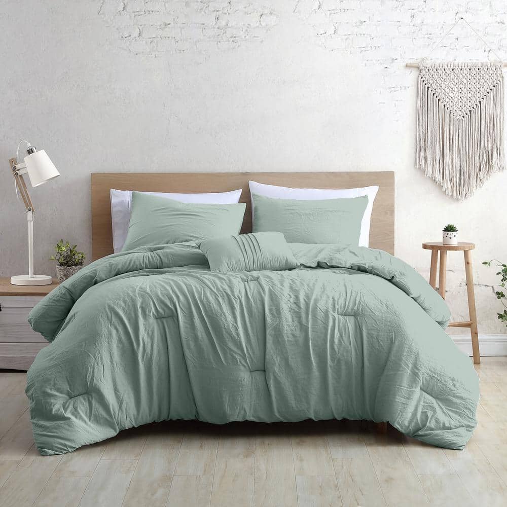 King Spa Green Reversible Down Alternative Microfiber Comforter Set
