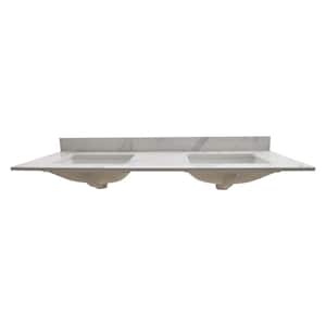 Calacatta Lumas 61 in. W x 22 in. D Engineered Marble Vanity Top in White with White Rectangle Single Sink