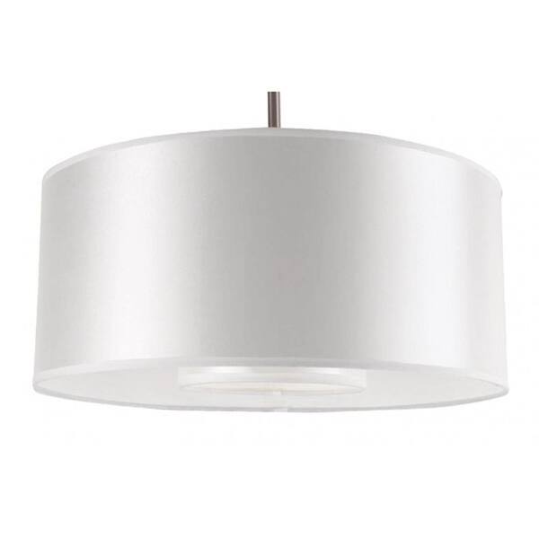 Illumine 1-Light Satin Steel Chandelier with Pristine White Fabric Shade