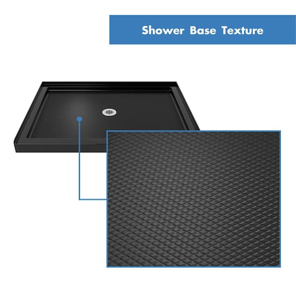 Slimline 42 in. x 42 in. Single Threshold Alcove Shower Pan Base in Black with Center Drain