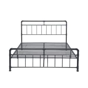 Mowry Industrial Queen-Size Charcoal Gray Iron Bed Frame