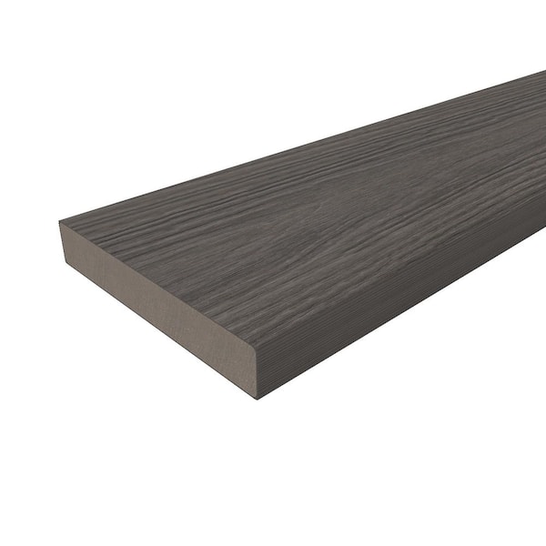 NewTechWood Cortes Plus 0.88 in. x 5.43 in. x 1 ft. Rustic and Wood Grain Argentinian Silver Gray Composite Decking Board Sample