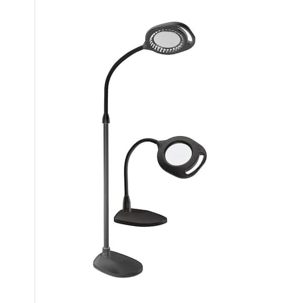 Magnifier Black Floor And Table Light, Desk Lamp Magnifier