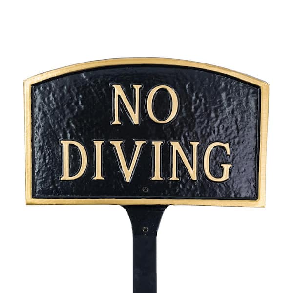 Montague Metal Products No Diving Small Arch Statement Plaque with Lawn Stake Black/Silver