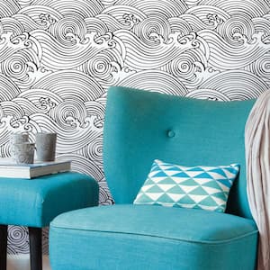 28.29 sq. ft. Asian Waves Peel and Stick Wallpaper