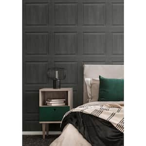 Arthouse Charcoal Washed Faux Panel Vinyl Peel and Stick Wallpaper Roll 30.75 sq. ft.