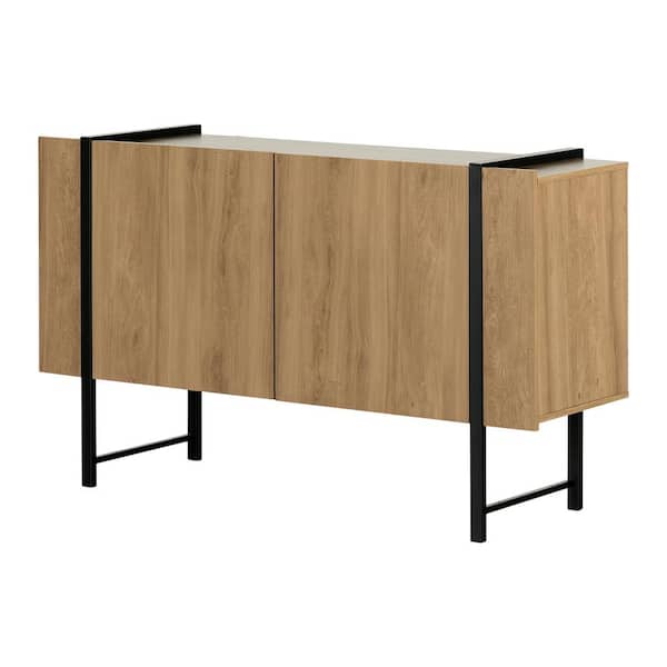 South Shore Mezzy Light Walnut Particle Board 53.5 in. Sideboard with 2 Doors