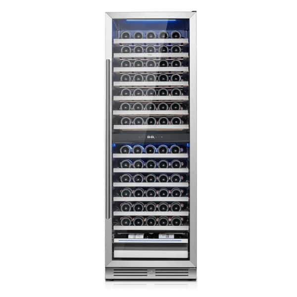 24 in. Dual Zone 154-Bottle Wine Cooler Refrigerator Built-in /Freestanding in Stainless Steel (Right-Hinged)