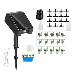 IP65 Solar Powered Drip Irrigation System Kit, Rechargeble Watering Timer Device Up to 15-Plants For Garden, Greenhouse