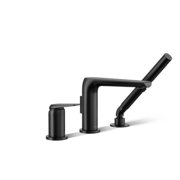 KOHLER Avid 3-Hole Bath Filler with Handheld Shower Head in Matte Black