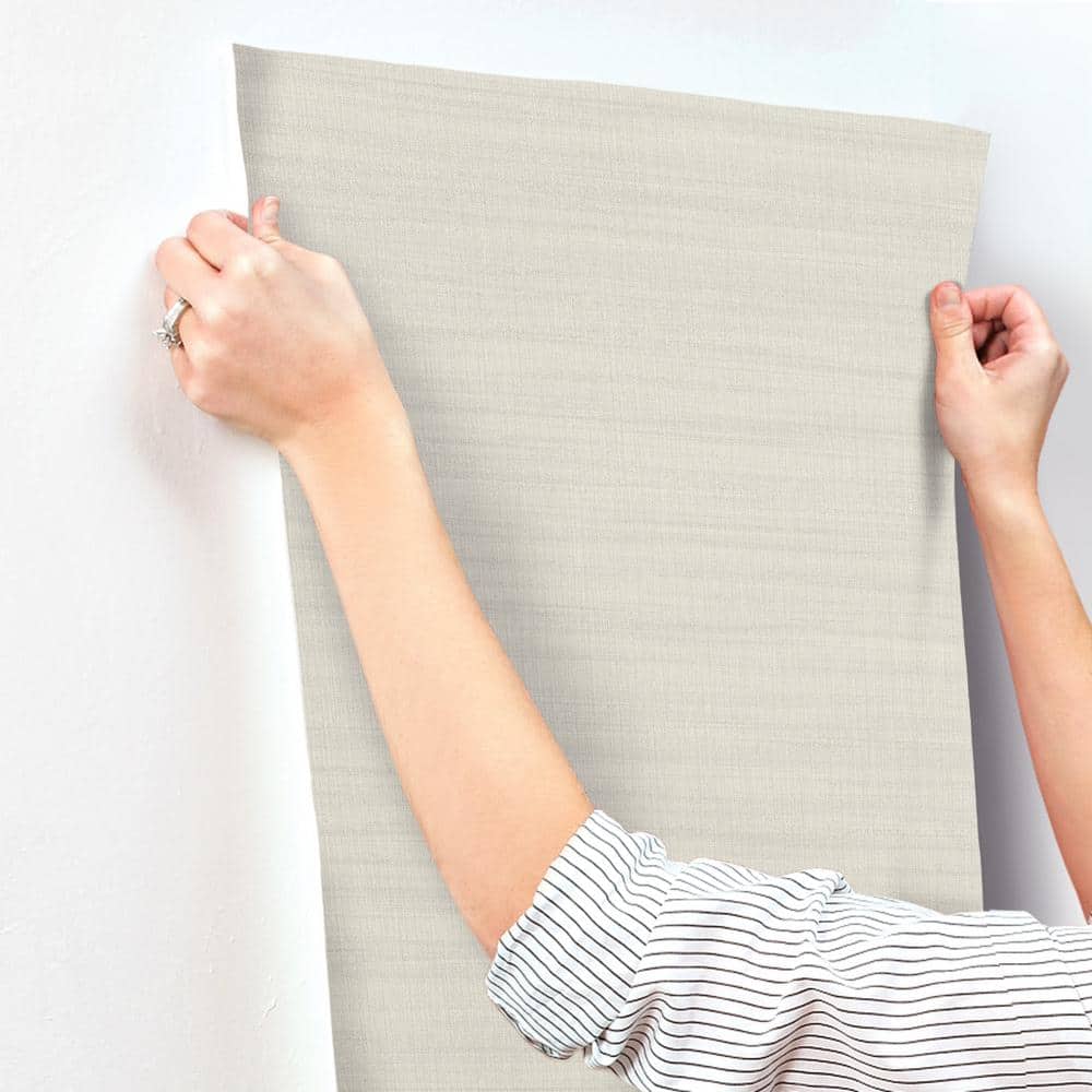 Beige Washed Linen Textured Wallpaper Roll