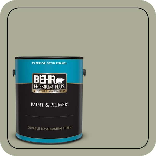 BEHR PREMIUM PLUS 1 gal. #S380-4 Bay Water Satin Enamel Exterior Paint & Primer