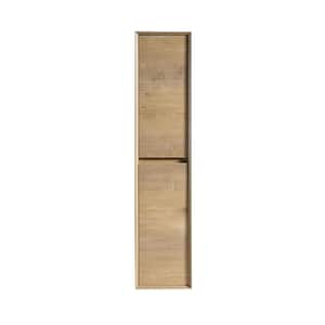 Alysa Tall 13.8 in. W x 11.8 in. D x 63 in. H Brown Wall Floating Slim Linen Cabinet in Oak