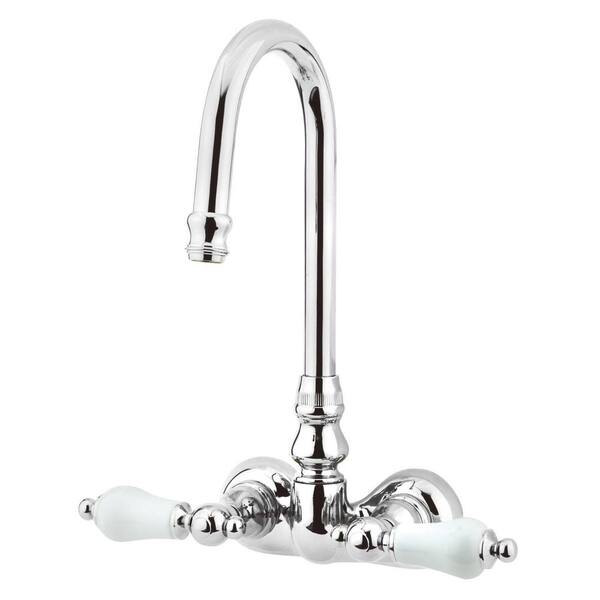 Kingston Brass Vintage 2-Handle Wall-Mount Clawfoot Tub Faucets in Polished Chrome