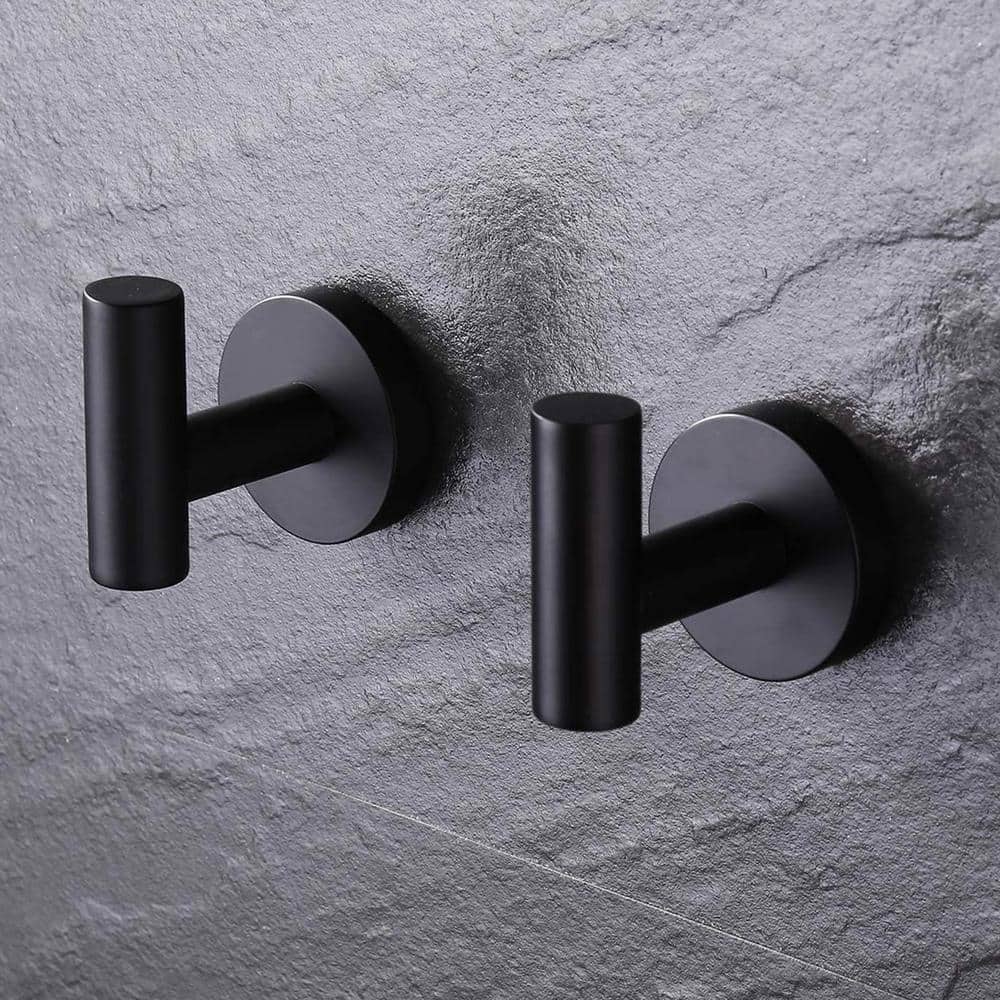 Stainless Steel Matte Black Round Bathroom Robe and Towel Hook Set
