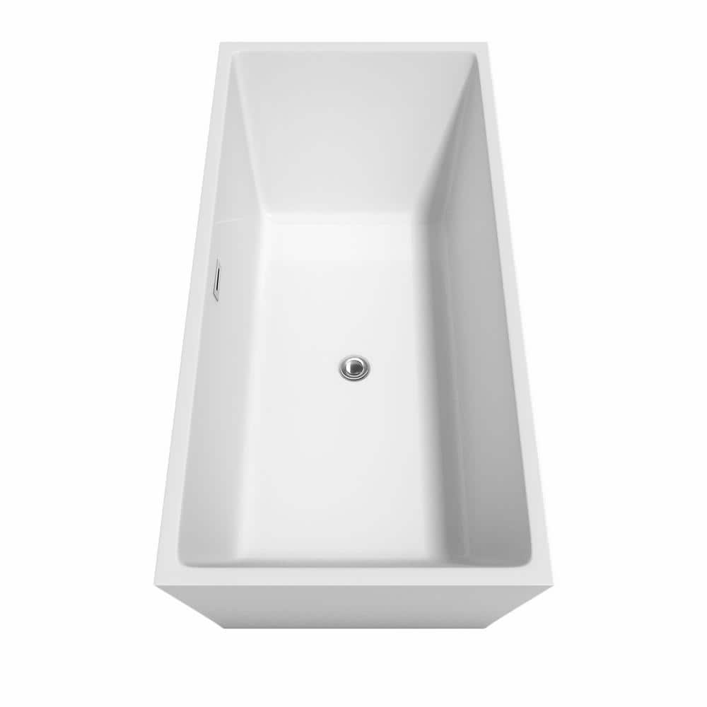 Sara 67'' White Acrylic Freestanding Soaking Bathtub with Chrome Faucet