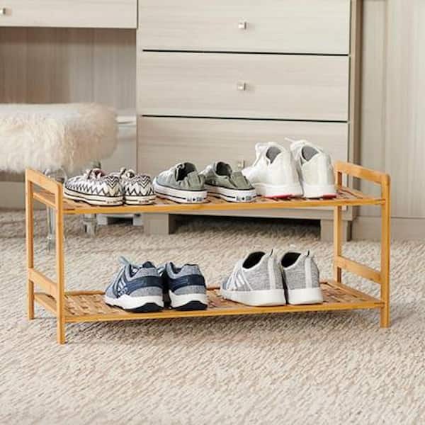 HOMCOM Shoe Rack Bench Storage Organizer with Padded Cushion Shelves Hidden  Compartments for Shoes Boots High Heel Brown