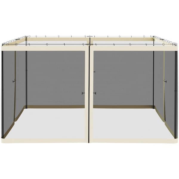 Replacement Mesh Sidewall Netting for 12 ft. x 12 ft. Gazebos and Canopy Tents with Zippers, Sidewall Only, Cream