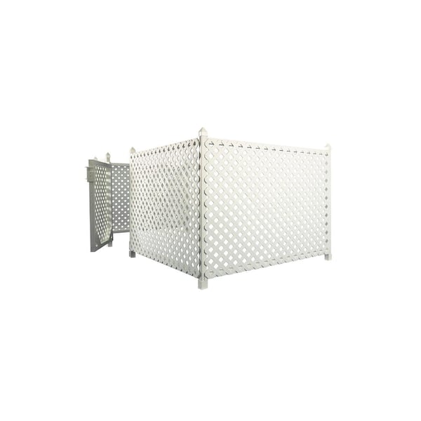 Snapfence 3 Ft X 56 Ft White Plastic Vinyl Lattice Fence Panel Enclosure Kit With Gate Insert Soft Surface Vfl56gas The Home Depot