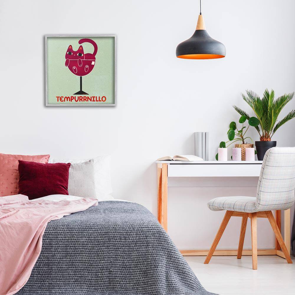 Tempurrnillo Cat Wine by Carrie Cantwell Gray Framed Animal Giclee Art Print 24 in. x 24 in. price history on PriceWatchPro