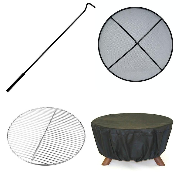 Round Steel Wood Burning Fire Pit, Patina Fire Pit Covers