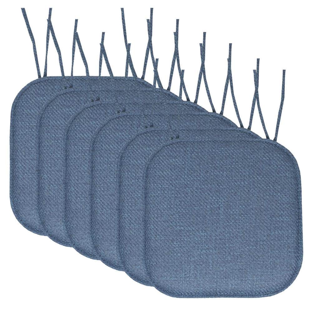 Brown, Herringbone Memory Foam Square 16 in. W x 16 in. D, Non-Slip Indoor/Outdoor Chair Seat Cushion with Ties (6-Pack) price history on PriceWatchPro