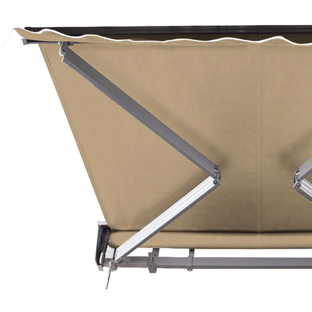 Light Taupe 12' x 10' Electric Retractable Awning with Acrylic Canopy