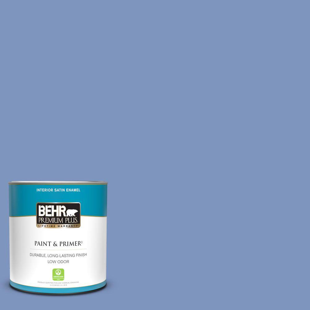 BEHR PREMIUM PLUS 1 qt. #M540-5 Blue Satin Satin Enamel Low Odor ...