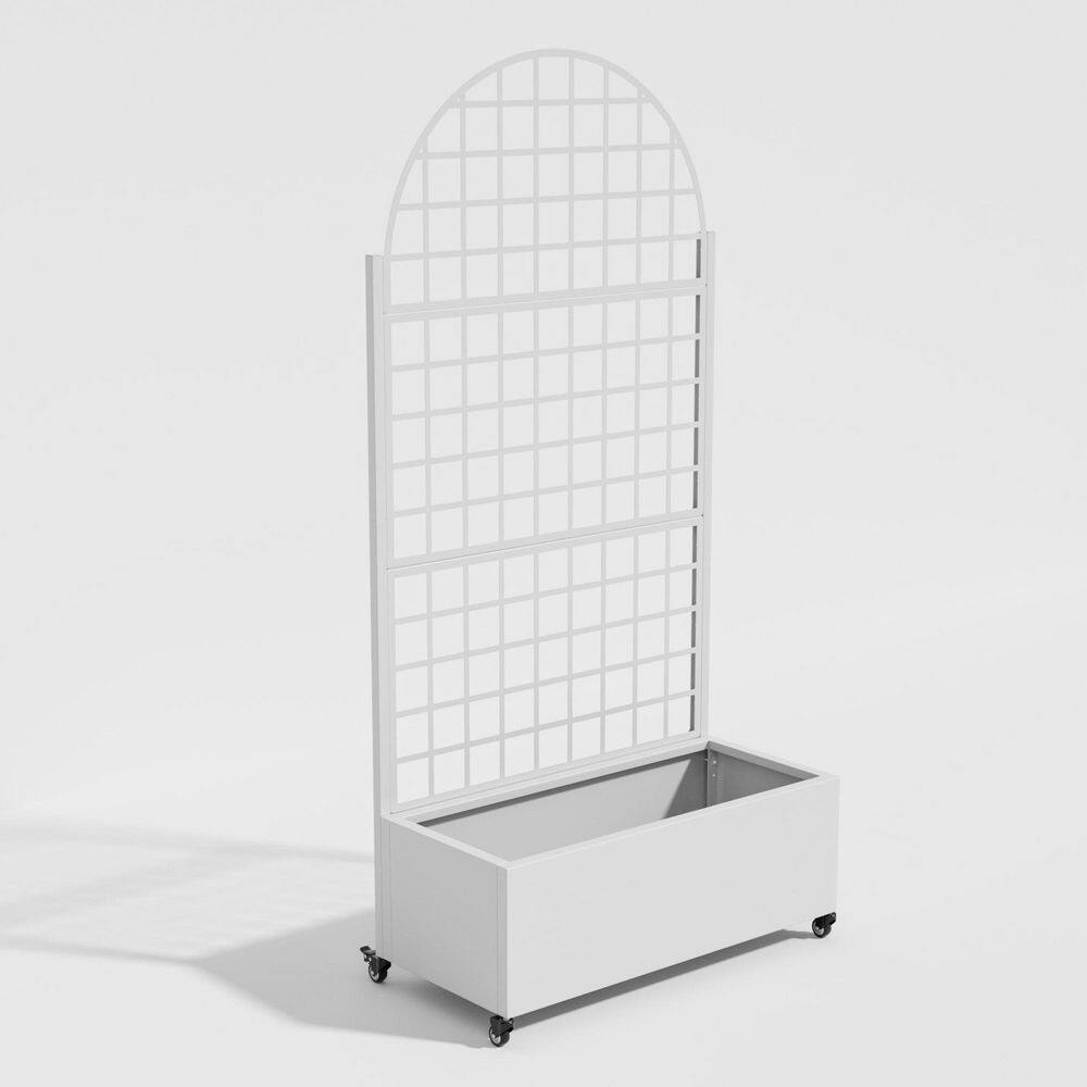 72 in. H x 35 in. W White Metal Arch Wall Planter Box with Trellis for Climbing Plants price history on PriceWatchPro