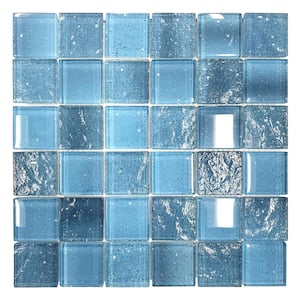 Starlight Blue Lagoon Glowing Wall and Pool Glass Square Mosaic Tile 12" x 12" x 8mm 5 Mosaic Sheets (5 sq. ft./Case)