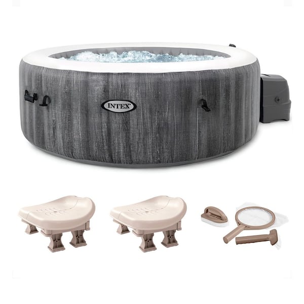 Intex PureSpa Plus Inflatable 4-Person Hot Tub Jet Spa with Maintenance Kit and 2 Seats