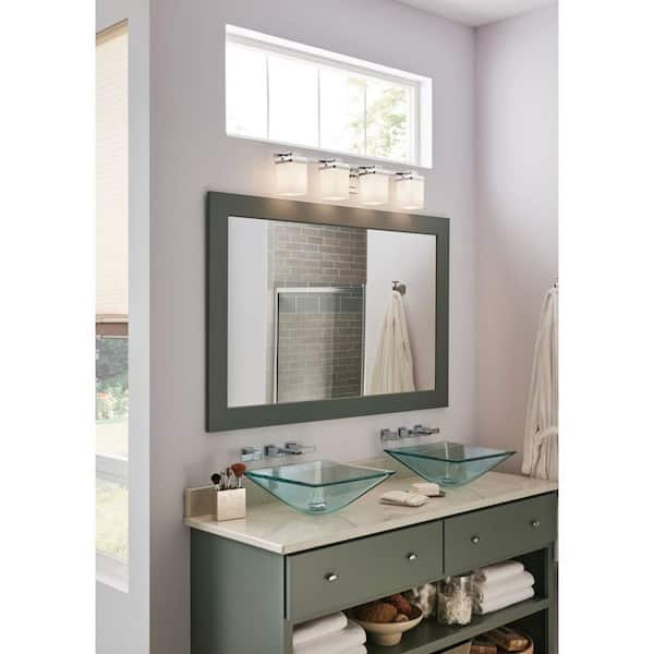 Metric Collection 4-Light Polished Chrome Etched White Glass Glass Coastal Bath Vanity Light