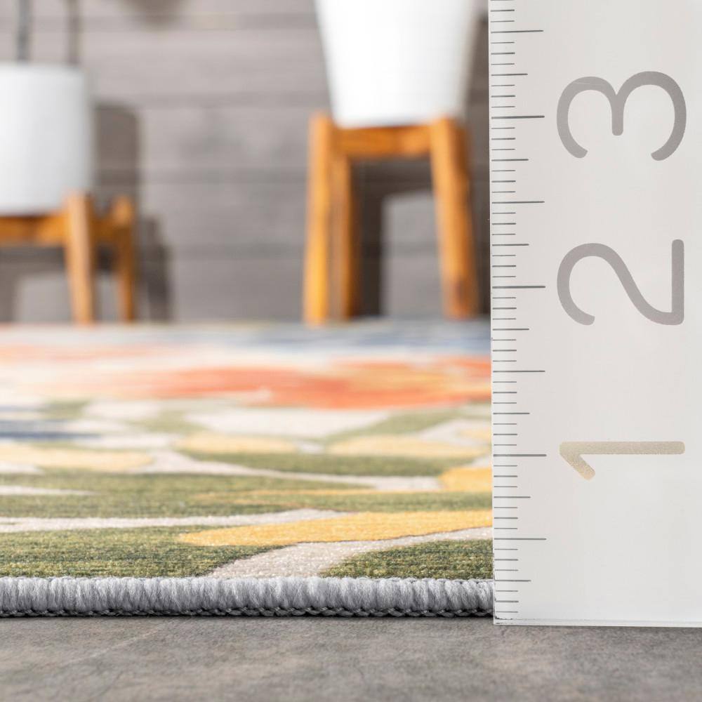 Multicolor Floral Synthetic Washable Indoor/Outdoor Area Rug
