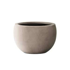 20 in. W Round Lightweight Weathered Concrete Metal Planter Pot, Seamless with Drainage Hole for Home and Garden