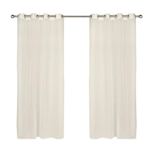 Escape Ivory Polyester Voile 54 in. W x 84 in. L Grommet Outdoor Sheer Curtain (Single Panel)
