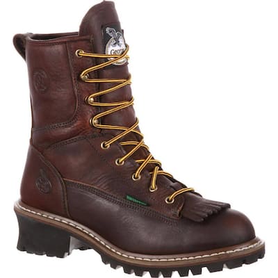 Men's Waterproof Logger Boot - Steel Toe - Chocolate Size 12(M)