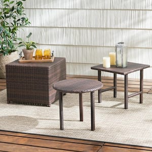 3-Piece All-Weather PE Wicker Side Table Set